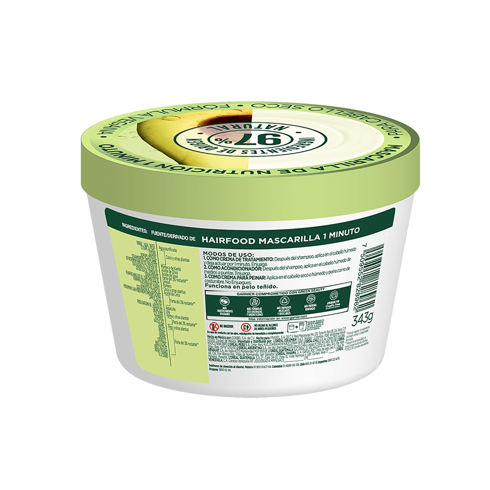 mascarilla de aguacate tarro parte de atrás